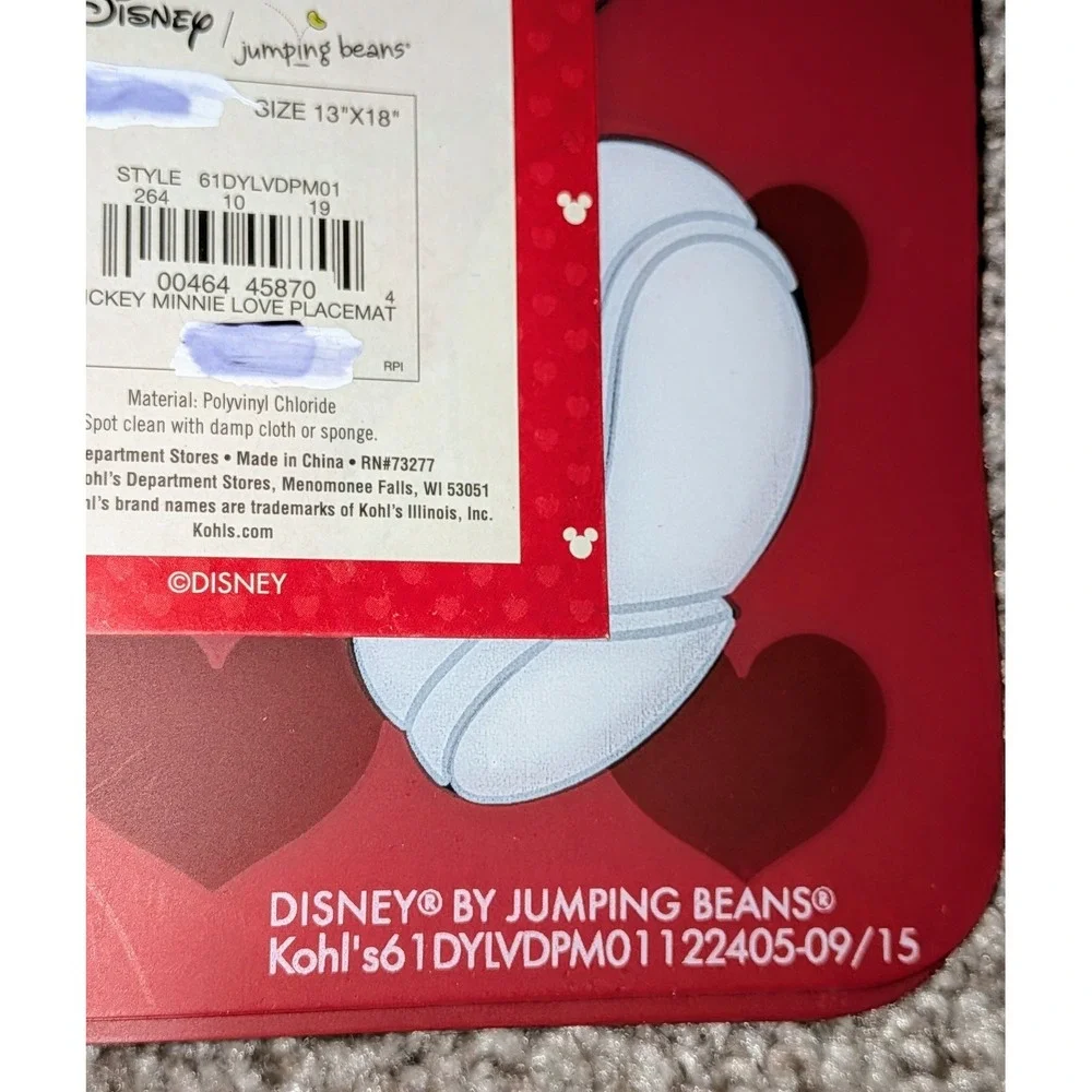 Disney Mickey‎ Minnie Love Placemats Valentine Hearts Cupid Set of 4 13x18 NWT